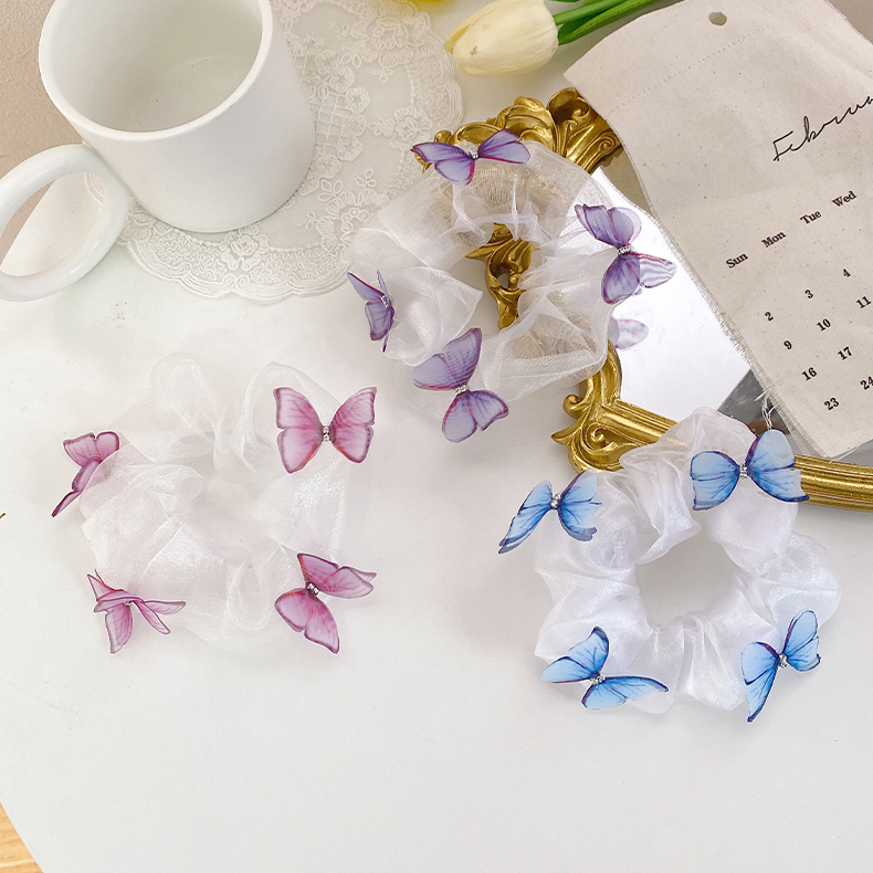 蝴蝶大肠发圈ins发饰仙气头饰猪大肠头绳女韩版学生可爱肥肠头花