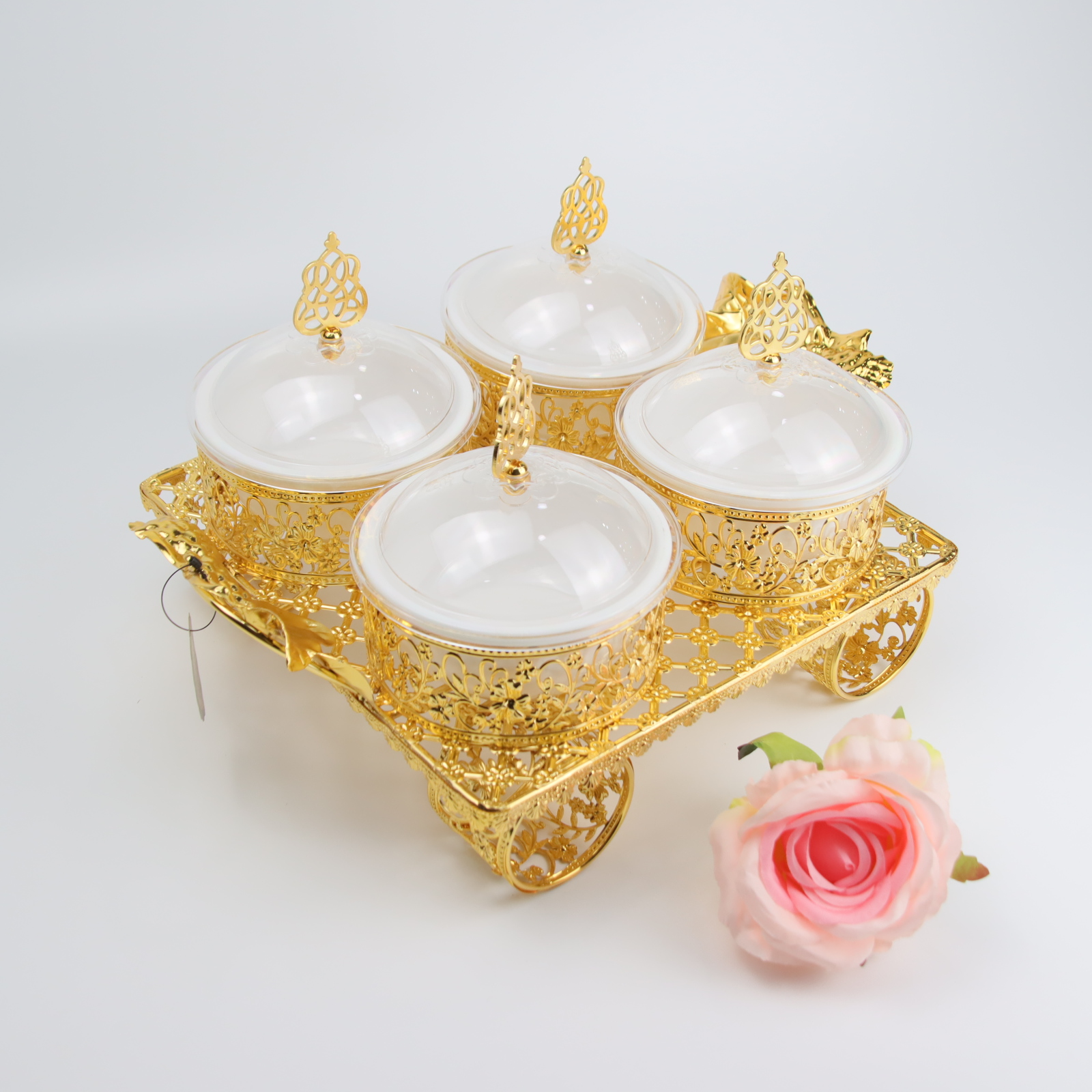 远莹工艺四盘杯托金色款