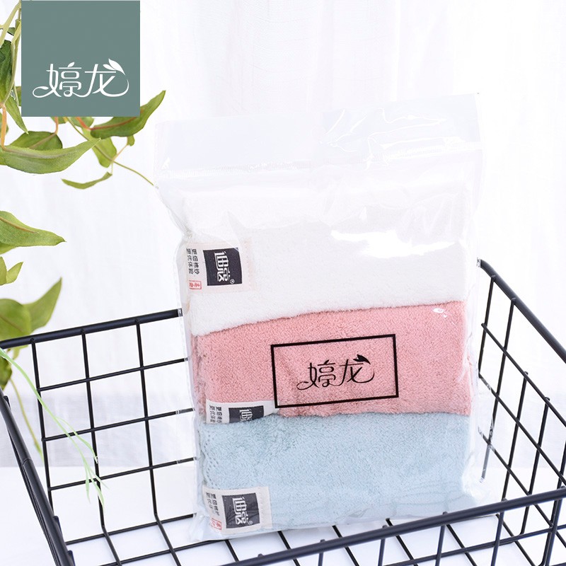 【 Three-piece Set 】 Coral fleece solid color three-piece set square towel, flat towel with logo, facial cleansing towel detail image 6
