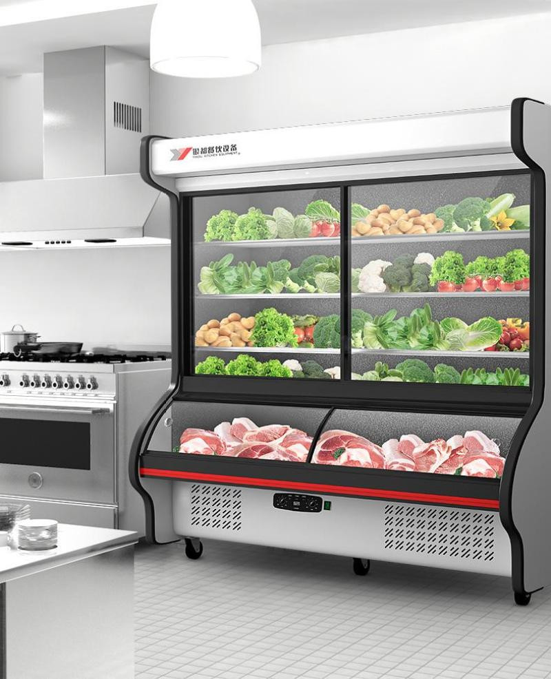 1.2-meter Yindu air curtain cabinet, barbecue ordering cabinet, fruit preservation cabinet, spicy hot pot display cabinet, vegetable freezer, refrigeration detail image 1