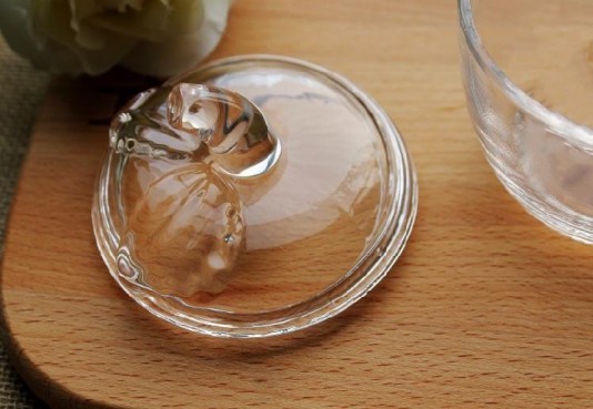 Lead-free glass apple candy jar cover powder detail image 2