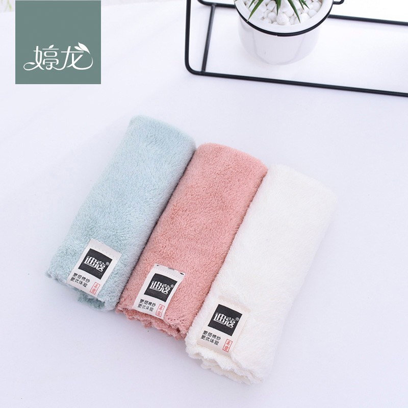 【 Three-piece Set 】 Coral fleece solid color three-piece set square towel, flat towel with logo, facial cleansing towel detail image 3