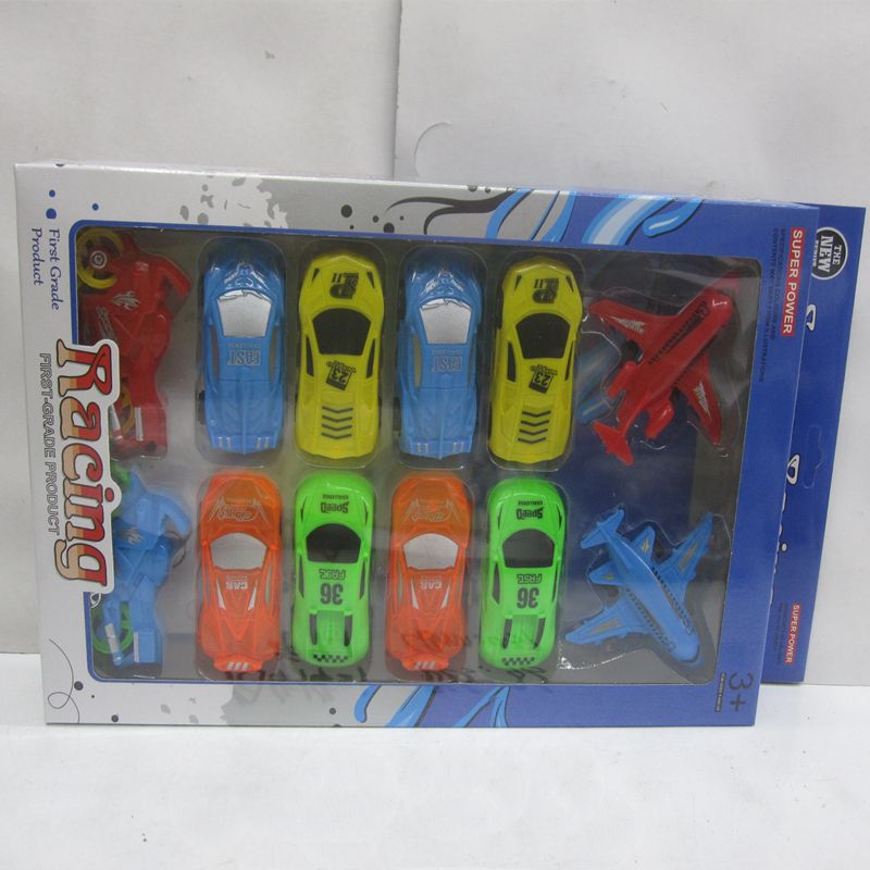 Alloy car model toy window box assembly racing car, motorcycle, airplane 1:24 scale children's rebound alloy car model, collectible grade