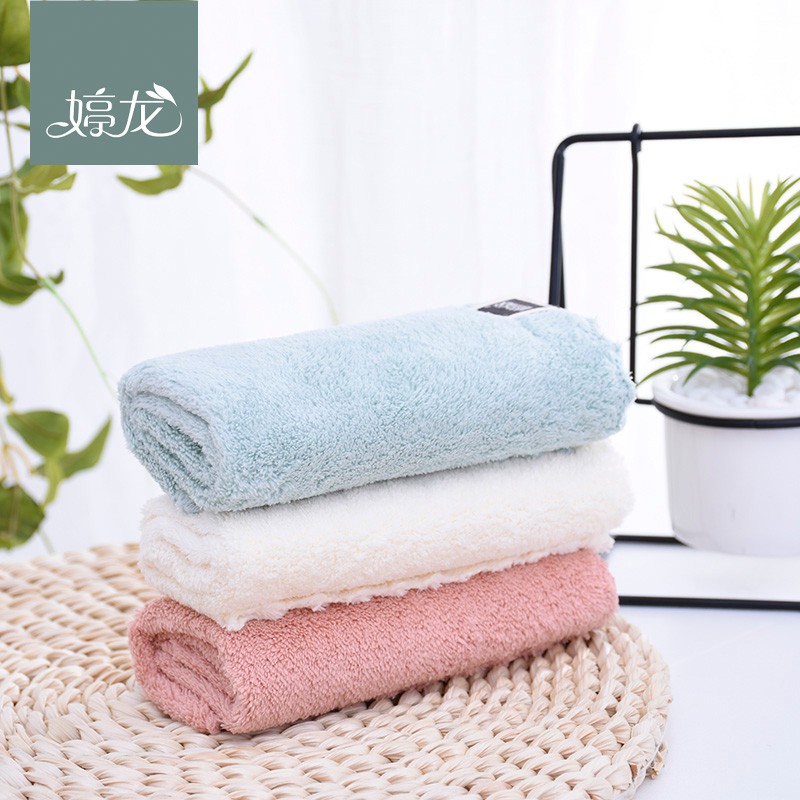 【 Three-piece Set 】 Coral fleece solid color three-piece set square towel, flat towel with logo, facial cleansing towel detail image 7