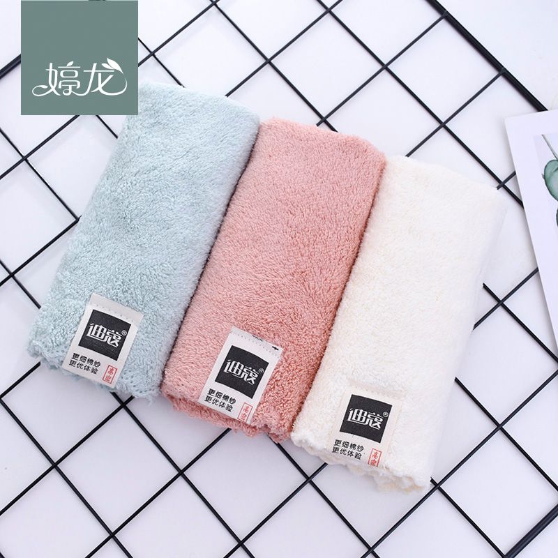 【 Three-piece Set 】 Coral fleece solid color three-piece set square towel, flat towel with logo, facial cleansing towel details Picture