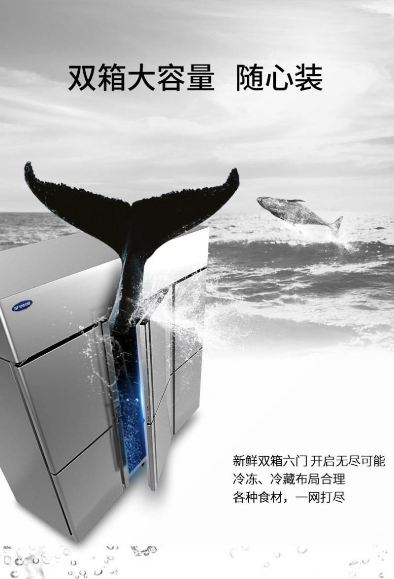 银都六门冰箱双机双温冷藏冷冻保鲜立式6门冰柜厨房商用餐厅冷柜6门详情图11