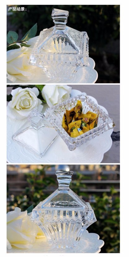 Modern and simple striped lead-free glass candy jar, wedding candy box, storage jar, storage jar with powder cover detail image 4