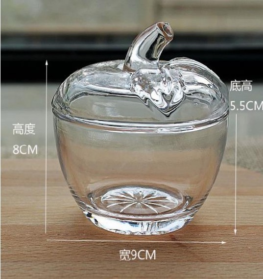Lead-free glass apple candy jar cover powder detail image 3