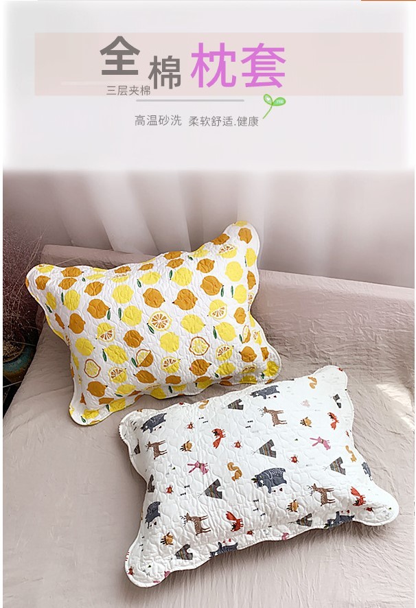 New all-cotton twill quilted pillowcase, pure cotton printed 40*60 pillowcase, single student dormitory -01 detail image 1