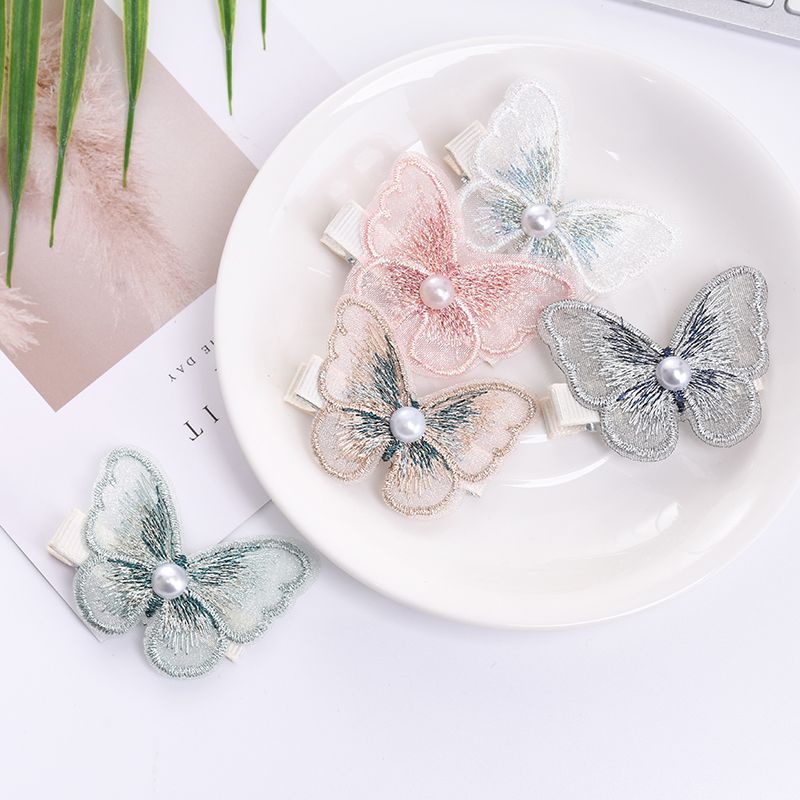 网红超仙蝴蝶发饰弹性皮筋刺绣珍珠蝴蝶头绳发圈蕾丝皮套成人头饰