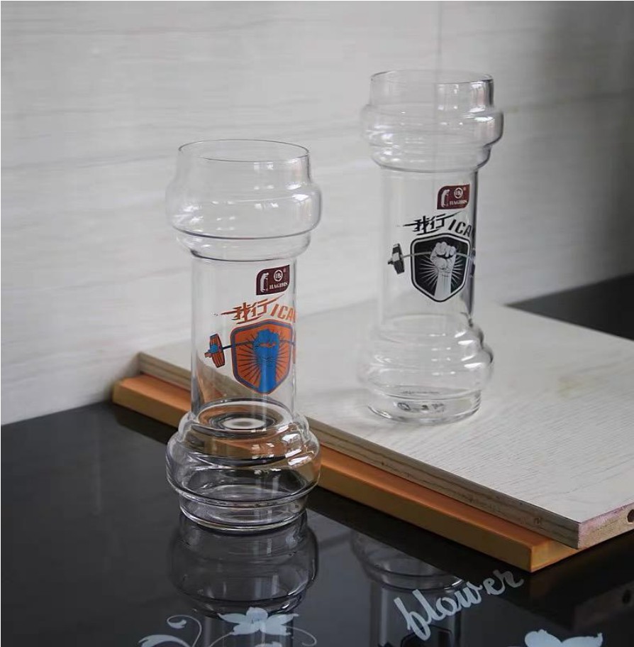 创意玻璃杯子 哑铃杯 啤酒杯 扎啤杯 热饮杯 商用果汁杯 饮料杯 水茶杯详情图1