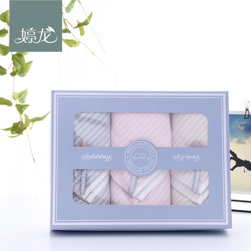 【 3-piece box Set 】 New pure cotton gauze material gift box towel set with small flower decoration gauze face towel detail image 5