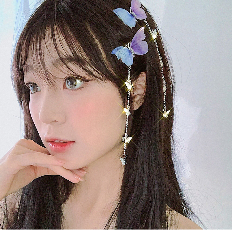古风流苏蝴蝶发夹边夹少女韩国ins网红刘海夹子头饰仙女森系超仙