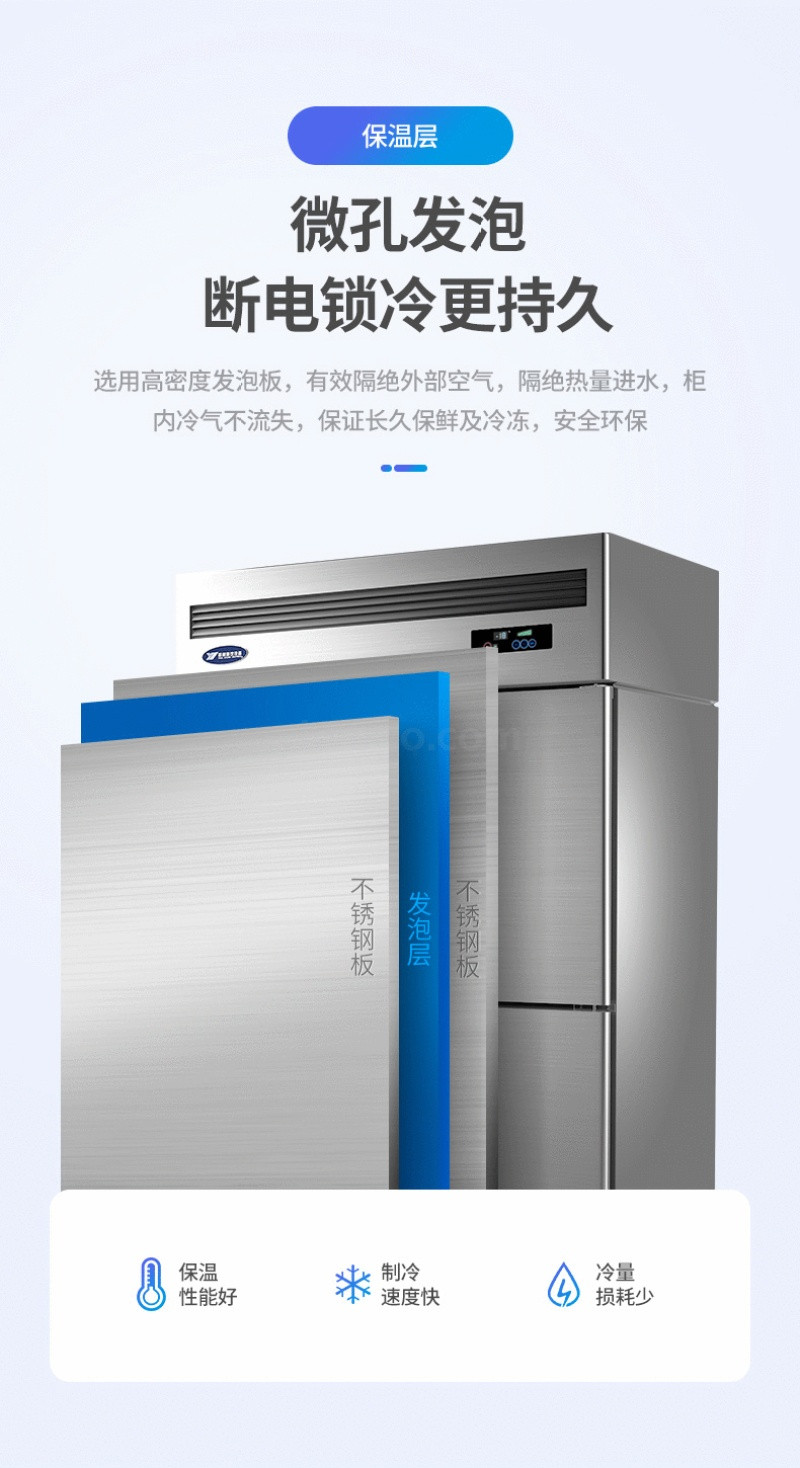Air-cooled Yindu four-door engineering model commercial fresh-keeping cabinet, refrigeration and freezing cabinet, kitchen display cabinet, baking freezer, refrigerator 6-door detail image 9