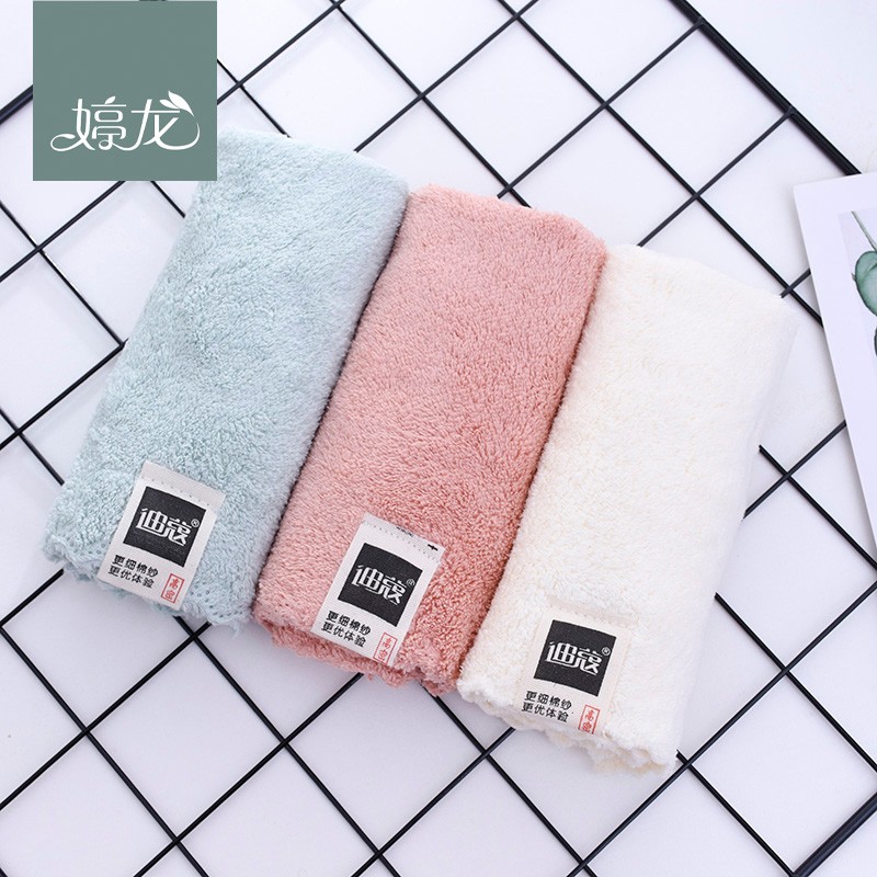 【 Three-piece Set 】 Coral fleece solid color three-piece set square towel, flat towel with logo, facial cleansing towel detail image 2