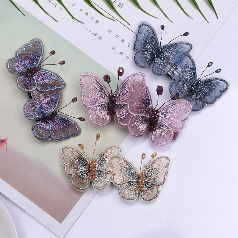 韩国布艺蝴蝶刘海夹发夹发卡韩版时尚发饰边夹顶夹弹力夹头饰品