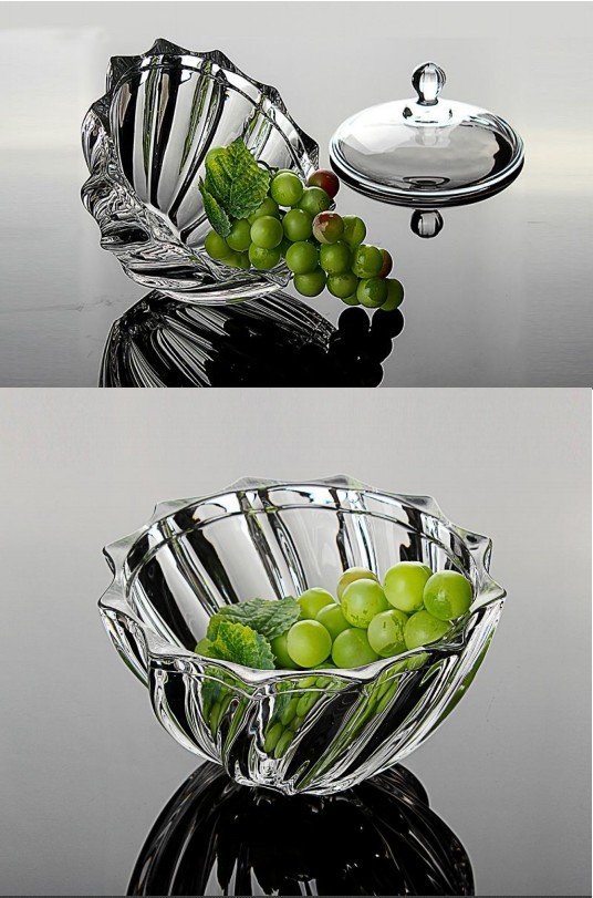 欧式水晶斜纹玻璃带盖碗 小容量糖果罐 干果 盒沙拉碗 透明圆形 套黑详情图3