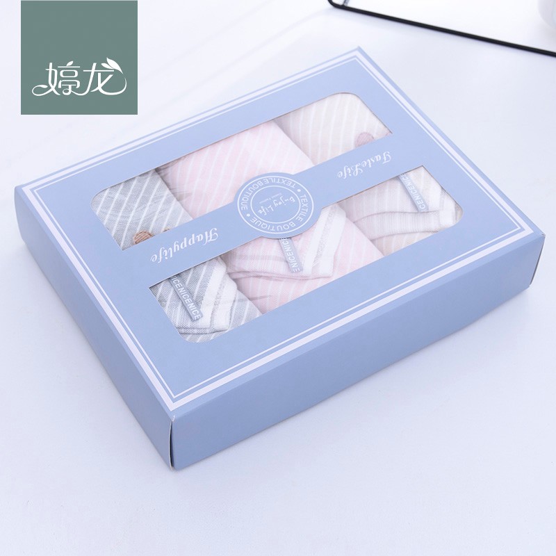 【 3-piece box Set 】 New pure cotton gauze material gift box towel set with small flower decoration gauze face towel detail image 3