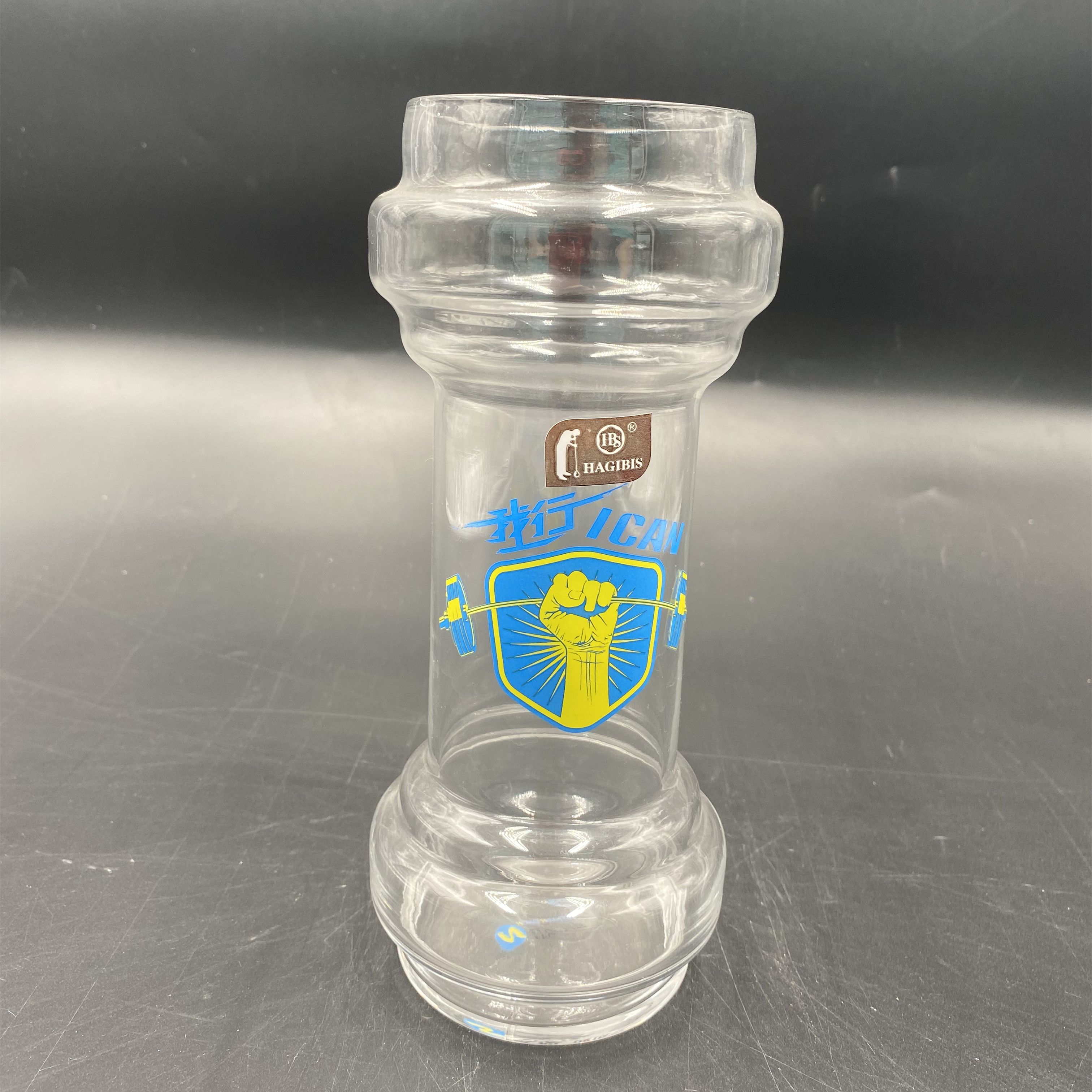 Creative glass cups, dumbbell cups, beer mugs, draft beer cups, hot drink cups, commercial juice cups, beverage cups, water cups, tea cups