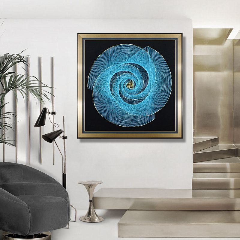 A simple and modern living room with golden thread background decorative painting