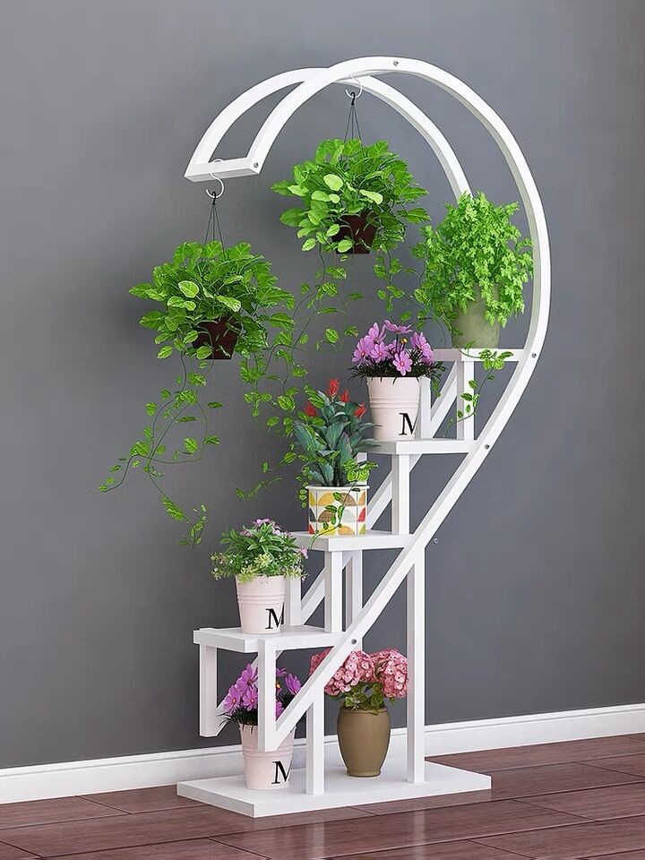 Flower stand, storage rack, balcony flower pot hanging rack, outdoor living room floor, multi-layered decoration, interior ironwork heart-shaped flower stand detail image 4