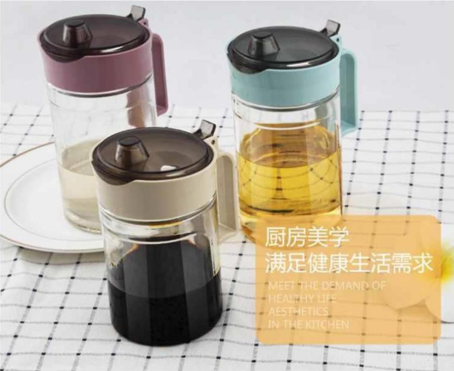 防漏玻璃油壶厨房用品家用塑料油罐酱油瓶醋壶 大号小号油瓶套装详情图10