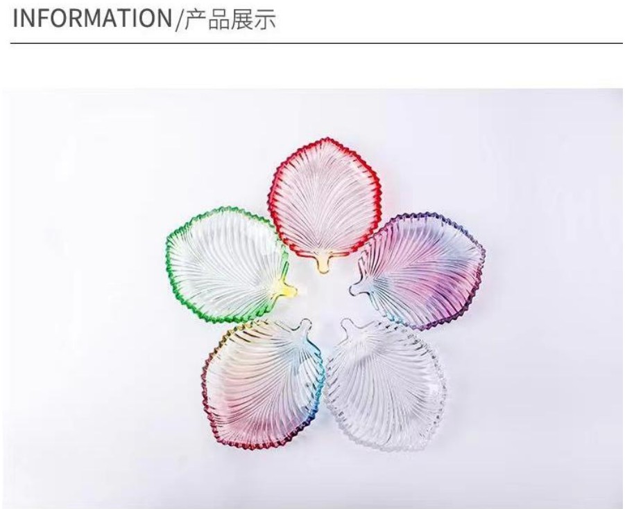 Glass fruit plate, creative leaf fruit plate, living room household sunflower seed dried fruit candy plate, European-style small snack plate detail image 5