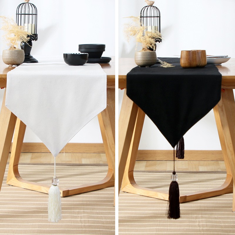 日式纯色系列桌旗中式欧式黑白简约跨境桌旗详情图1
