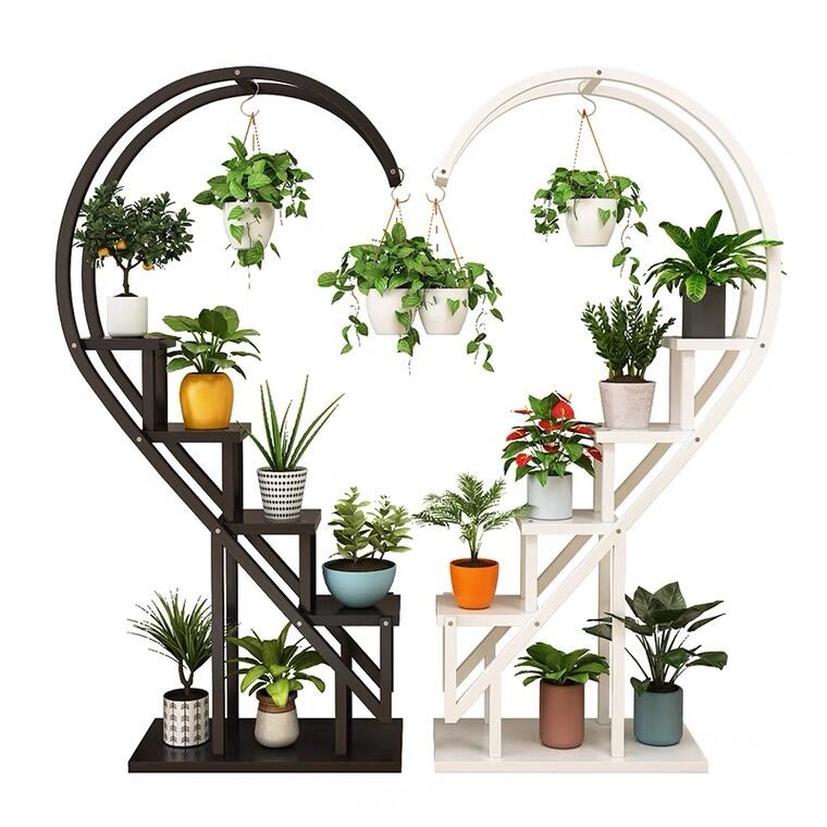 Flower stand, storage rack, balcony flower pot hanging rack, outdoor living room floor, multi-layered decoration, interior ironwork heart-shaped flower stand detail image 3