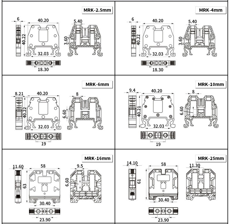 多色供选MRK系列ONQA接线端子固定式导轨接线排接地端子现货批发详情图5