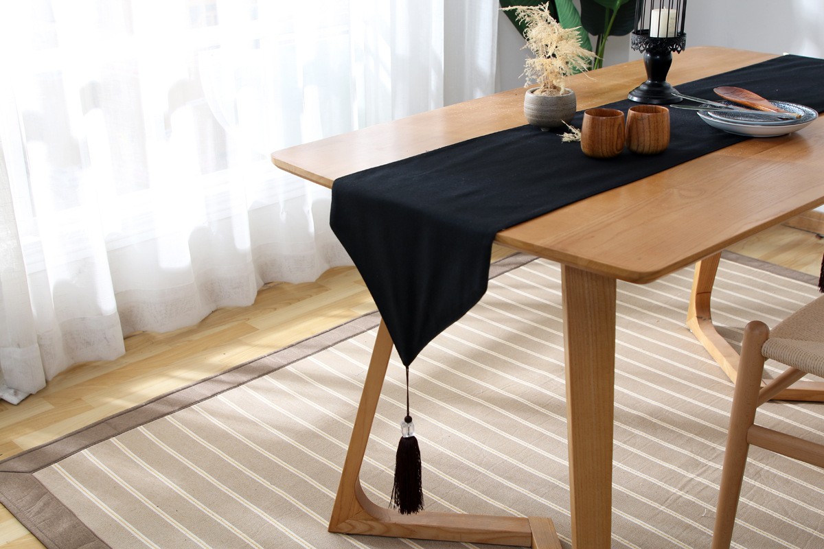 日式纯色系列桌旗中式欧式黑白简约跨境桌旗详情图4
