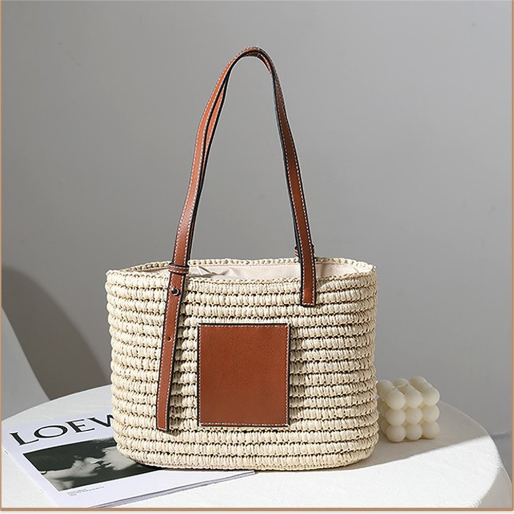2021新款草编包时尚单肩手提手工编织包女藤编包百搭方形菜篮子包详情图8