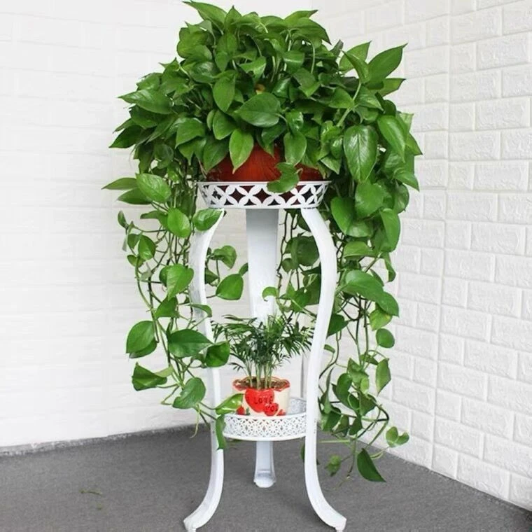 European-style flower stand, multi-layered indoor floor-standing green ivy flower stand, living room storage rack, balcony, simple household flower POTS detail image 2