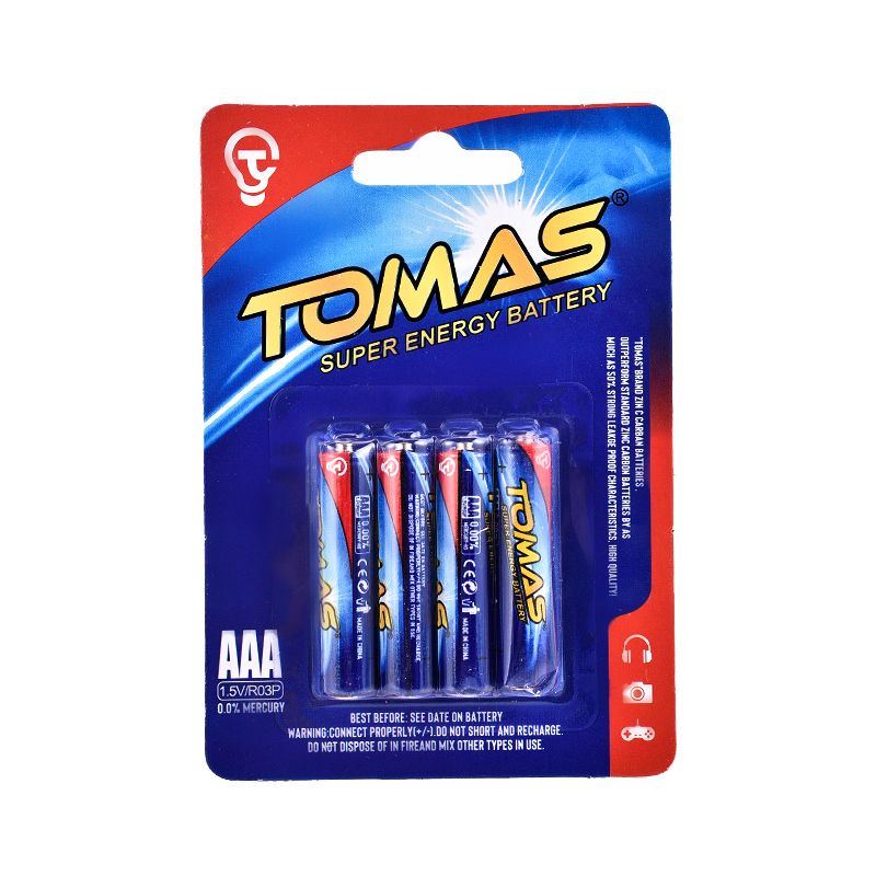 TOMAS 蓝色卡装4节7号电池  SIZE AAA R03P 1.5V