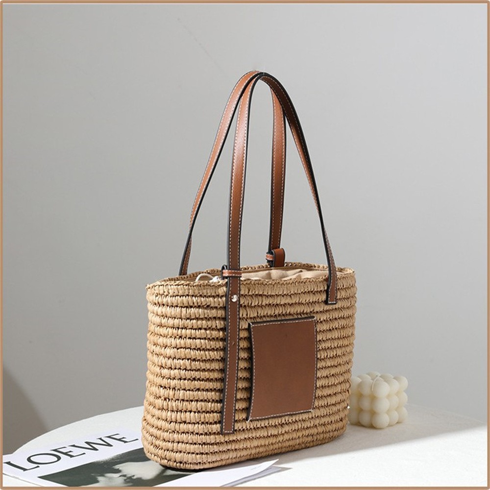 2021新款草编包时尚单肩手提手工编织包女藤编包百搭方形菜篮子包详情图6