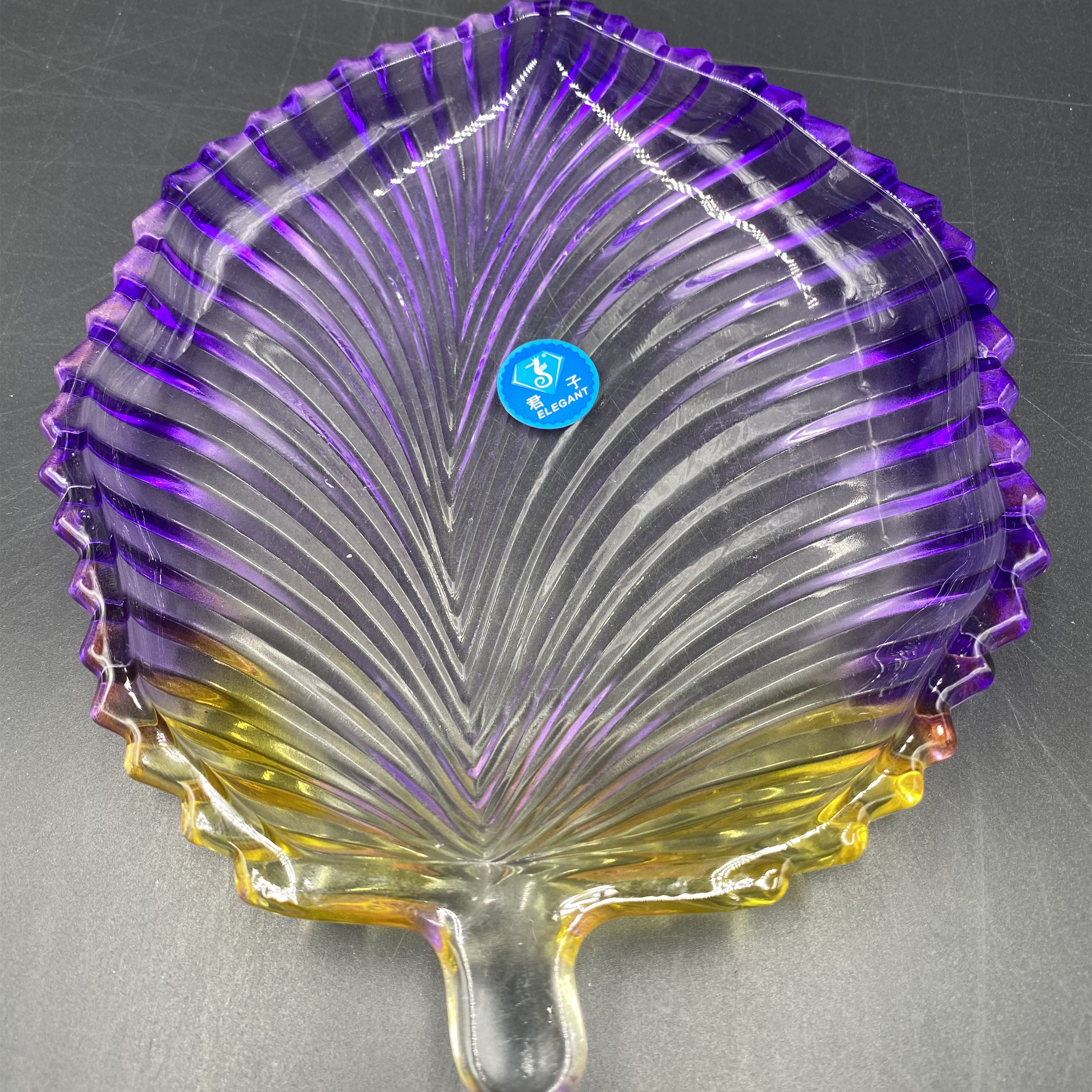 玻璃水果盘创意树叶果盘  客厅家用瓜子干果糖果盘欧式 小号零食盘子