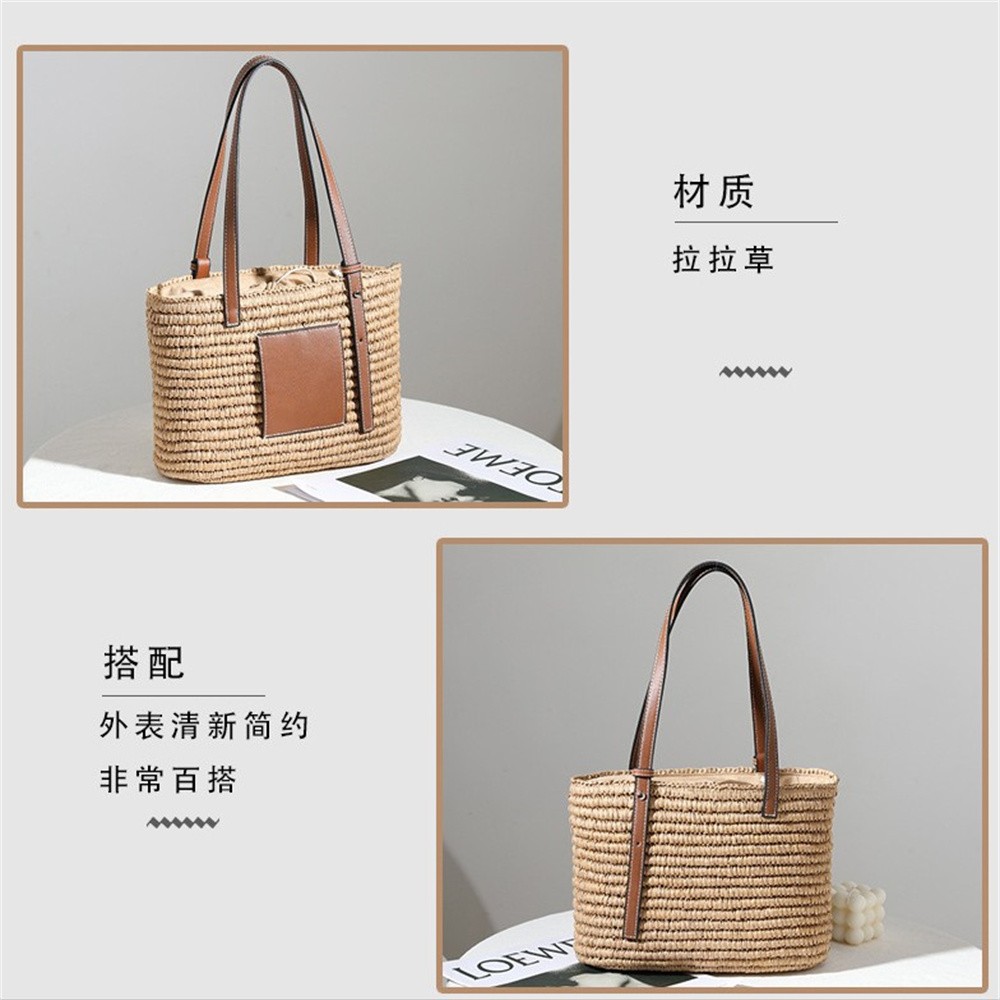2021新款草编包时尚单肩手提手工编织包女藤编包百搭方形菜篮子包详情图4