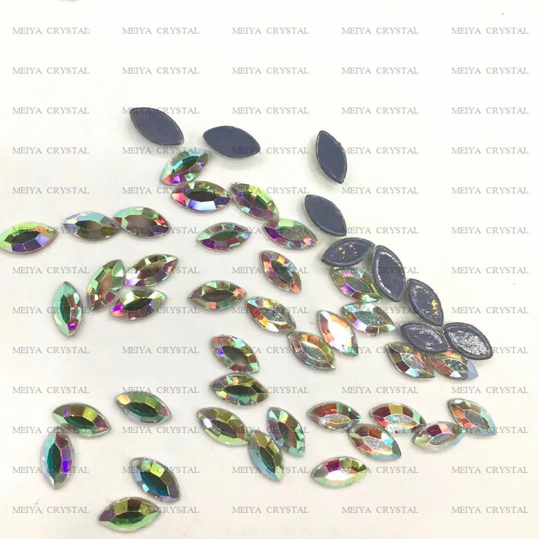 Factory direct sales of 4*8AB imitation Austrian diamond horse eye flat bottom diamond details Picture