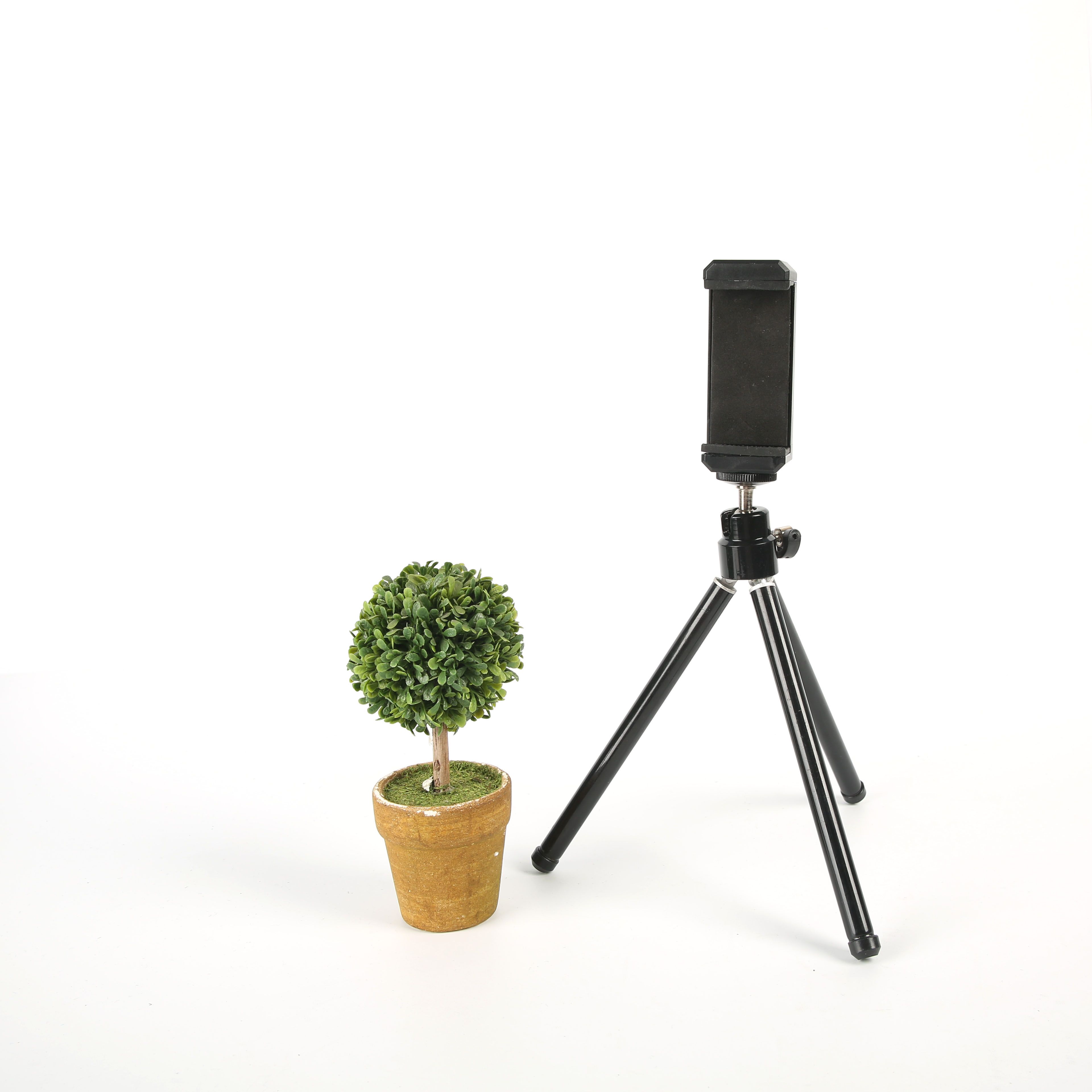 铜管手机夹三脚架批发收缩手机直播相机自拍支架桌面