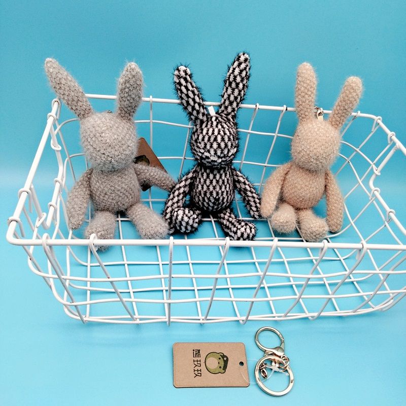 Cute yarn rabbit pendant plush toy keychain doll pendant bag doll machine small gift