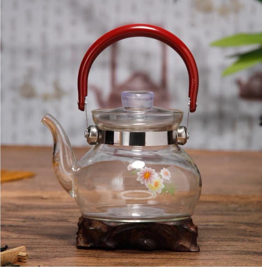 Fang Song heat-resistant glass teapots, straight stove boiling water teapot, mini glass teapot, medium size, 3 types of kung Fu teapots detail image 3