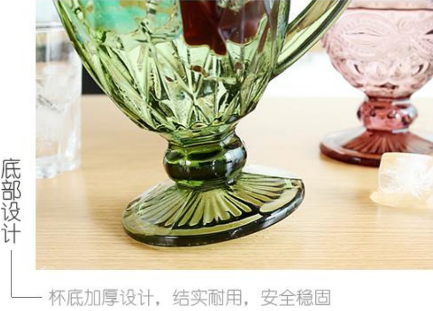 欧式浮雕冷水壶水杯套 创意彩色玻璃凉杯家用果汁壶详情图14