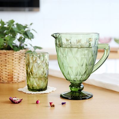 European-style embossed cold water kettle cup sleeve, creative colored glass cooling cup, household juice kettle, green rhombus