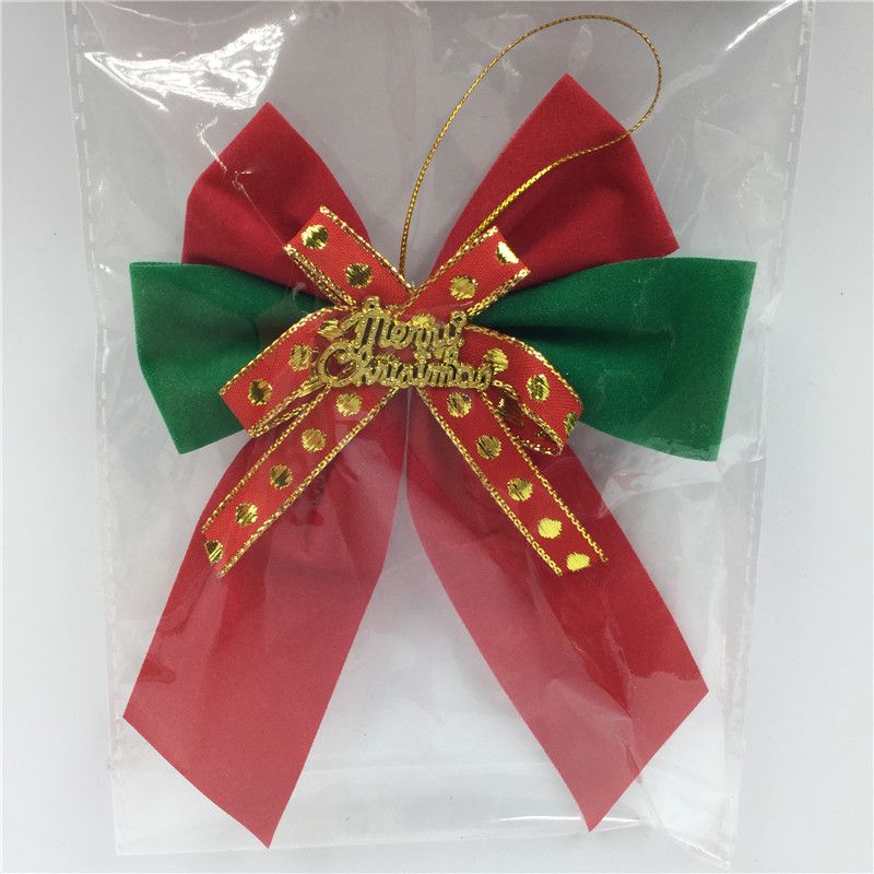 圣诞树装饰 圣诞挂件 小号大红植绒圣诞蝴蝶结配饰