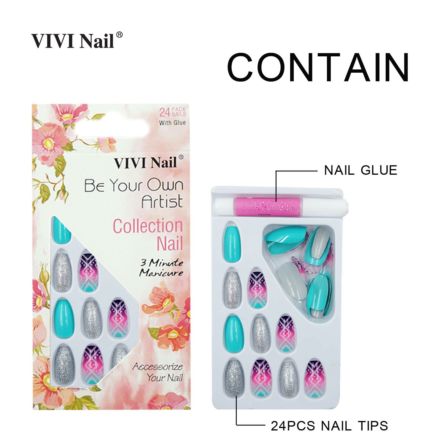 Nail patches, ballet nails, coffin nail patches, nail art finished products, nail patches, nail art patches wholesale, 24 pieces of ballet nails Application Scenario