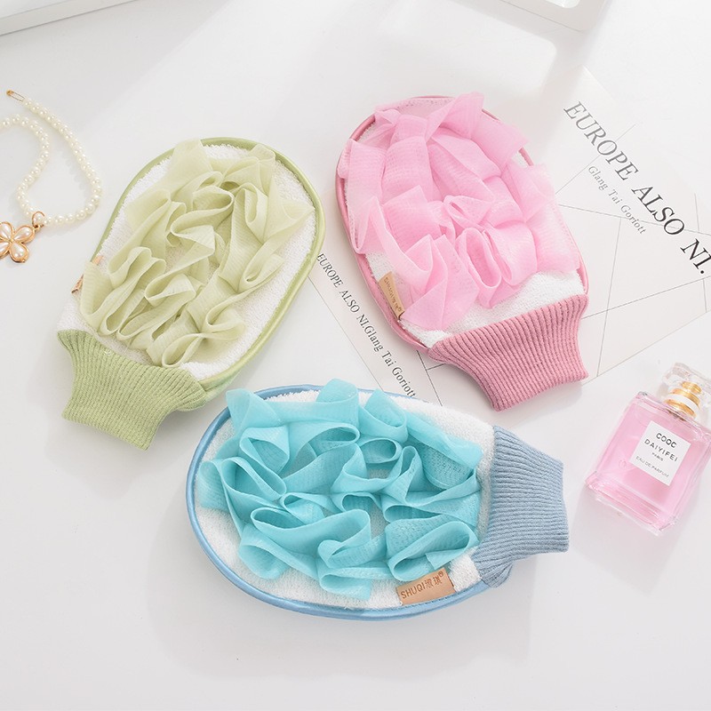 两用浴花澡巾 厂家批发加厚洗澡巾沐浴手套搓澡巾详情1