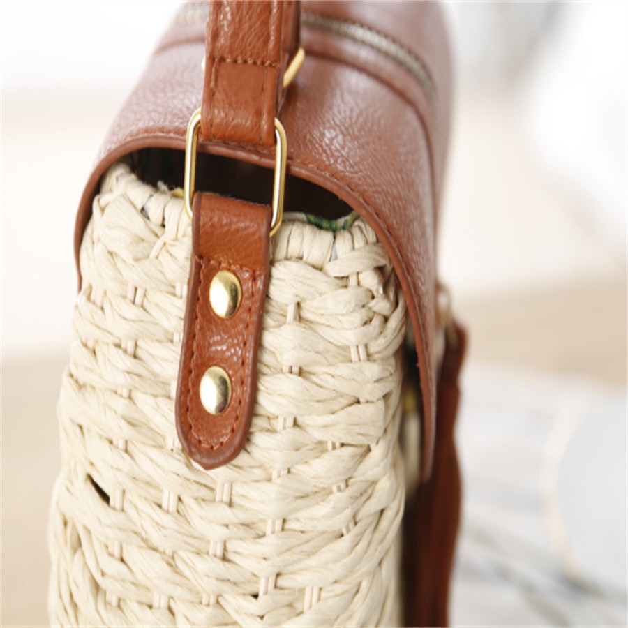 厂家直销草编包单肩斜挎手提沙滩包复古流苏编织包女包藤编包详情图16