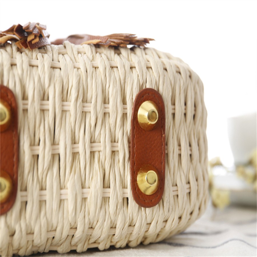 厂家直销草编包单肩斜挎手提沙滩包复古流苏编织包女包藤编包详情图17