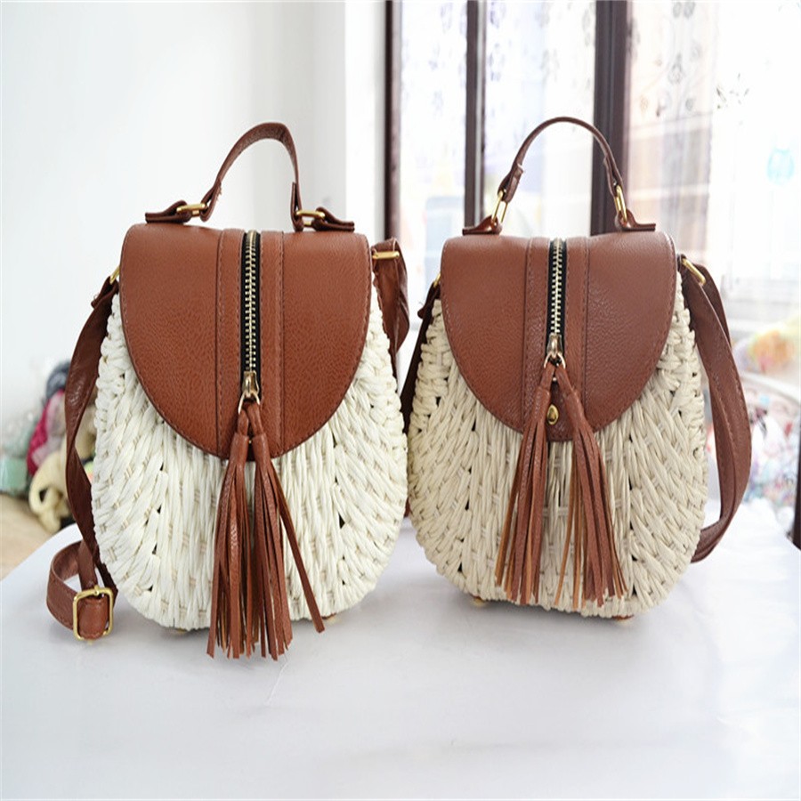 厂家直销草编包单肩斜挎手提沙滩包复古流苏编织包女包藤编包详情图13