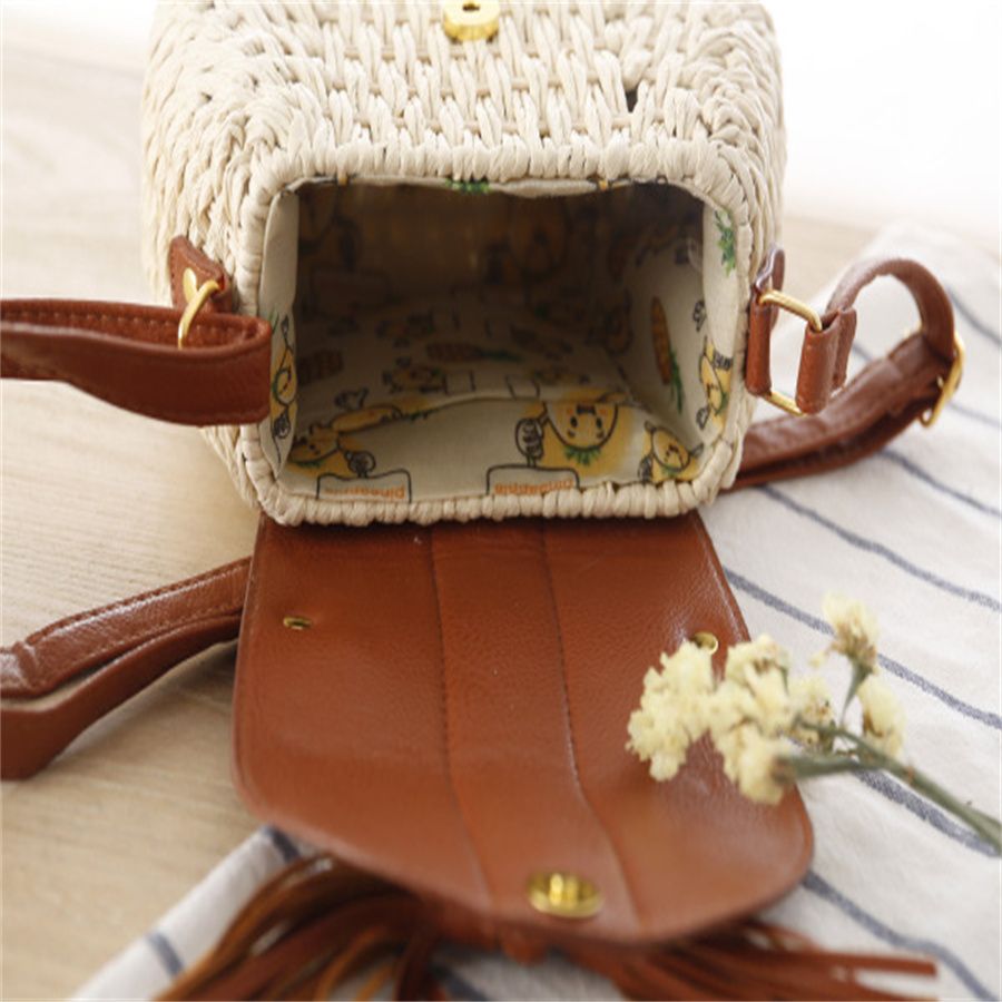 单肩斜跨少女包/沙滩复古编织包/手提流苏潮流草编包产品图